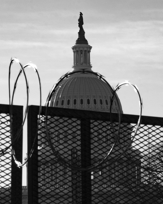 Barbed wire around the Capitol