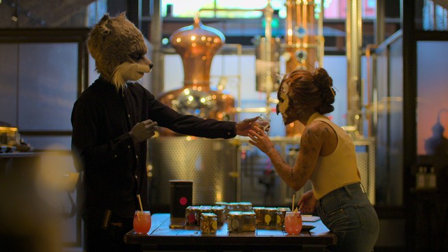A costumed couple in the show 'Sexy Beasts'