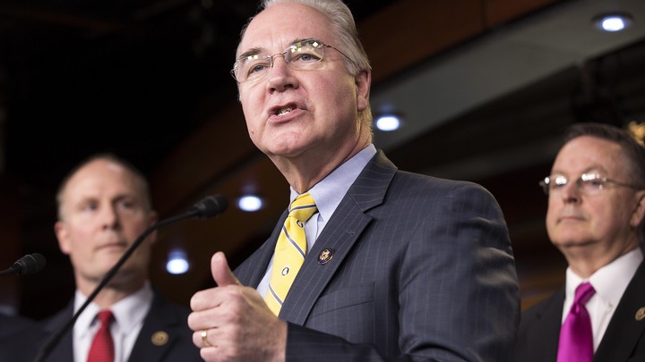 Tom Price gives a speech from a lectern.