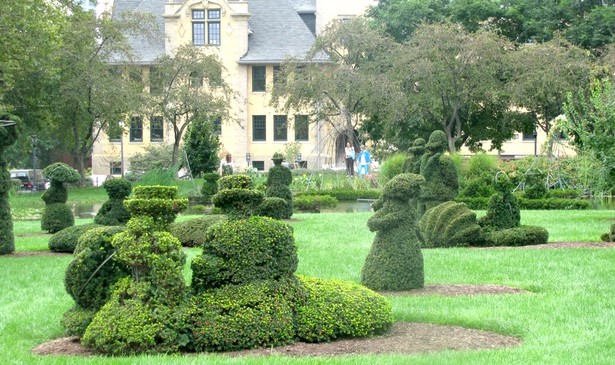 The topiary garden at the Columbus, Ohio, public library