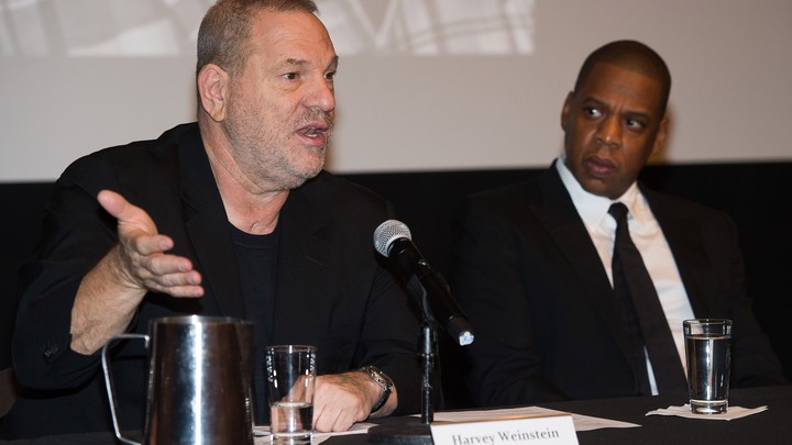 Harvey Weinstein and Jay-Z announcing the release of 'Time: The Kalief Browder Story' in 2016.