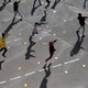 Students playing outside of reopened schools in Paris on May 14