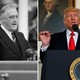 A photograph of Franklin Roosevelt compared with a photograph of Donald Trump