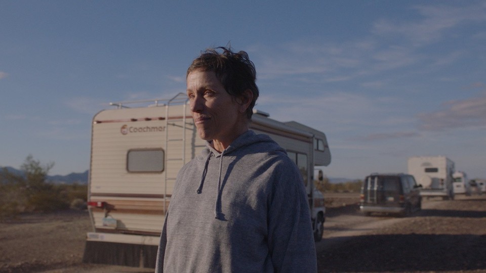 A still from "Nomadland" of Frances McDormand's character, Fern