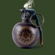 A grenade with the F.B.I. seal over a dark green background.