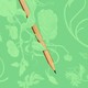 Graphic illustration of a brown pencil against a leafy green background.