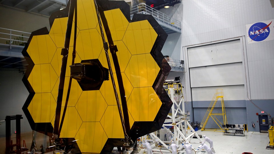 Equipment that is part of NASA's space telescope in Texas, consisting of yellow hexagons
