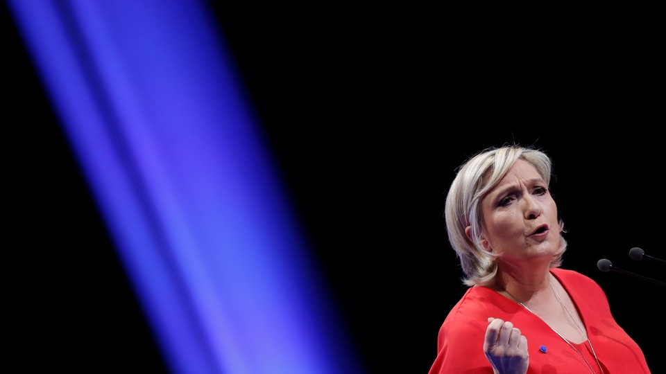 Marine Le Pen, National Front party leader and candidate for France's 2017 presidential election, attends a political rally in Chateauroux, France, March 11, 2017. 