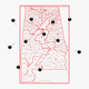 A map of Alabama with pins in it.