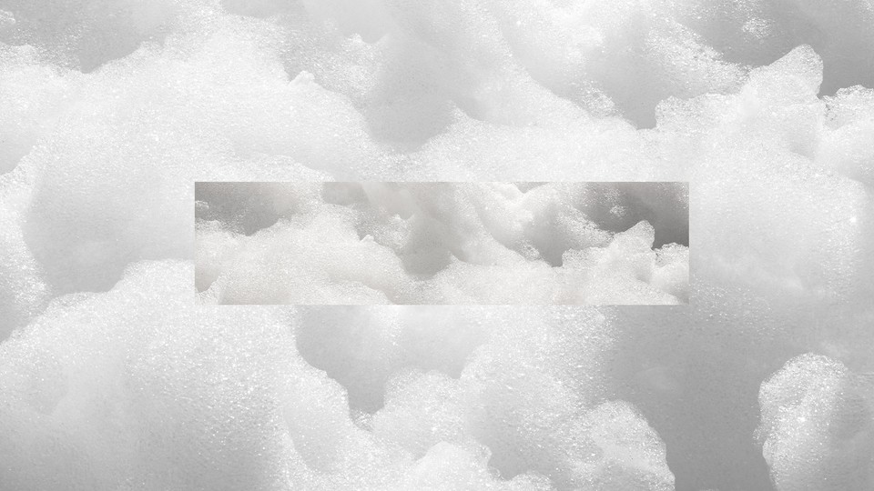 black-and-white image of peaks of soap bubbles that look like clouds