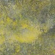 large abstract painting with layers and swirls of dots in yellow, green, white, and brown