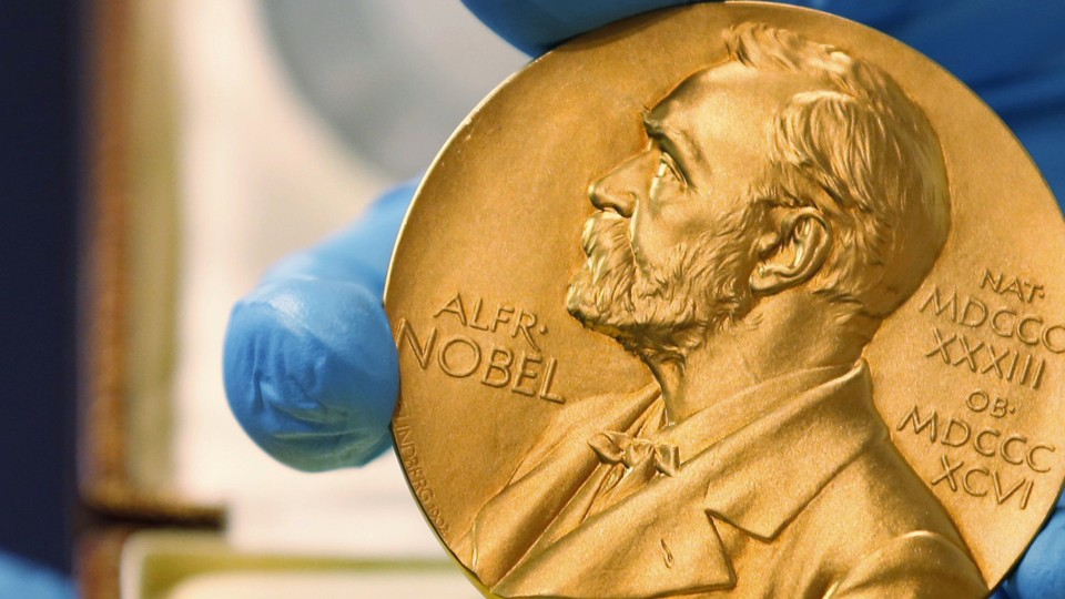 The gold Nobel Prize medal awarded to the late novelist Gabriel Garcia Marquez
