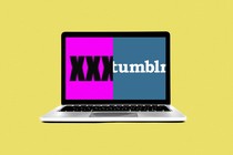 A computer with Tumblr's logo and "XXX" on the screen