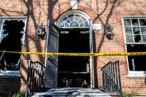 An image of the Pennsylvania governor's mansion after Monday morning's arson attack