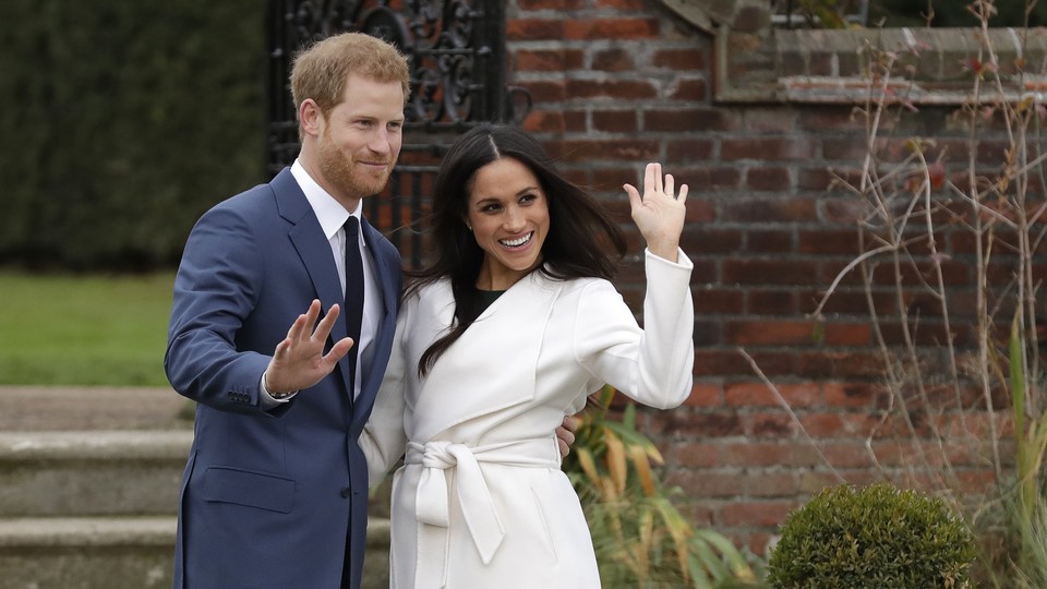 Prince Harry and Meghan Markle, star of 'Suits,' at Kensington Palace following the official announcement of their engagement