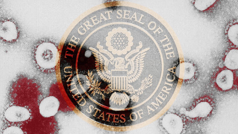 Viruses surround the seal of the United States of America