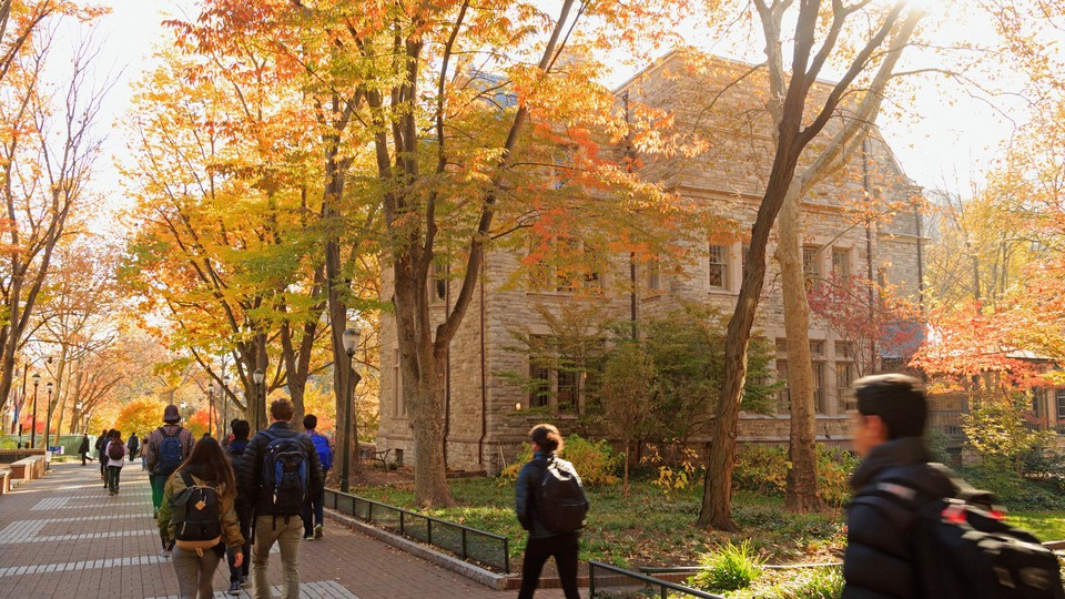 College students walking on campus