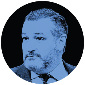 photo of Ted Cruz in black circle