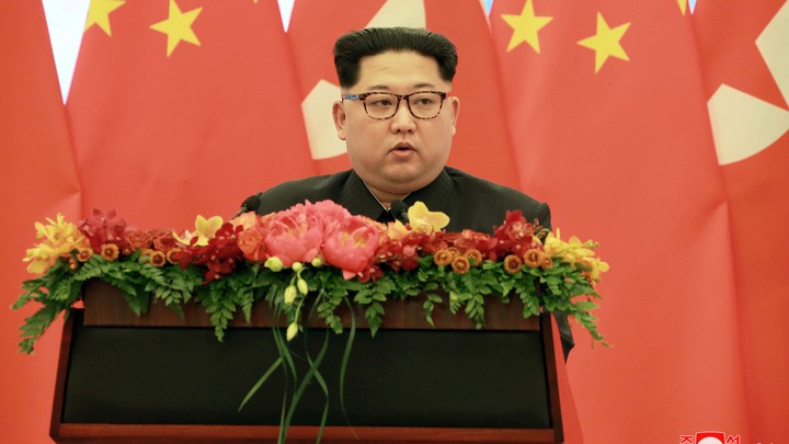 North Korean leader Kim Jong Un speaks in Beijing.