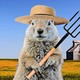 a gopher stylized to resemble the American Gothic painting