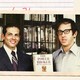 Collage of images of Robert Caro and Robert Gottlieb, over a notebook page marked up in red pen