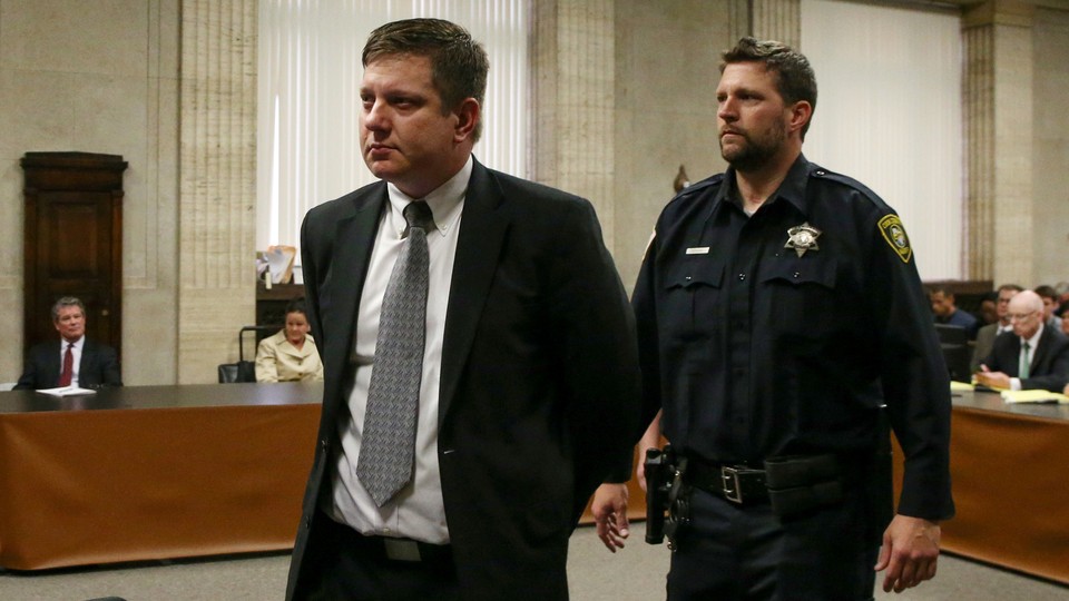 Jason Van Dyke is led away after his guilty verdict in his murder trial in the death of Laquan McDonald.