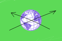 An image of a globe with two intersecting arrows