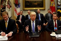 President Trump hosts a meeting with business leaders in the Roosevelt Room of the White House in Washington January 23, 2017.