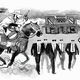 black-and-white pen-and-ink illustration of Clint Eastwood, Reservoir Dogs, and Marge Gunderson from "Fargo"