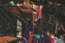A photo collage of Uyghur people