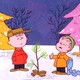 A still from "A Charlie Brown Christmas," in which Charlie talks to another character in the snow