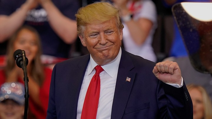 President Donald Trump speaks at a campaign rally in Ohio.