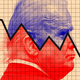 Illustration overlapping Biden, Trump, and a graph with a line pointing downward