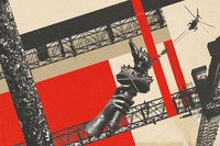 Illustration in Soviet Constructivist style with U.S. symbols