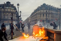 A photo of the aftermath of a protest in France