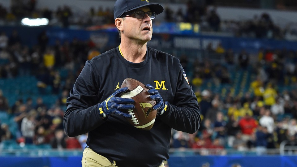 Jim Harbaugh, the football coach for the University of Michigan