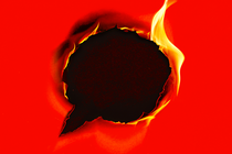 An illustration of a speech bubble on fire