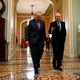 Senate Minority Leader Chuck Schumer and Senate Majority Leader Mitch McConnell walk to the chamber after collaborating on a budget agreement last week.