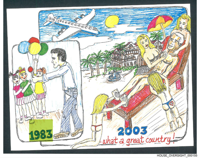 An illustration from Jeffrey Epstein's birthday book