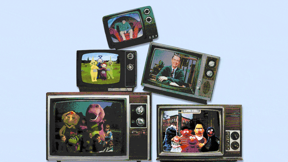 Illustration of televisions featuring kids' television shows
