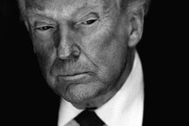 Trump close-up in black and white