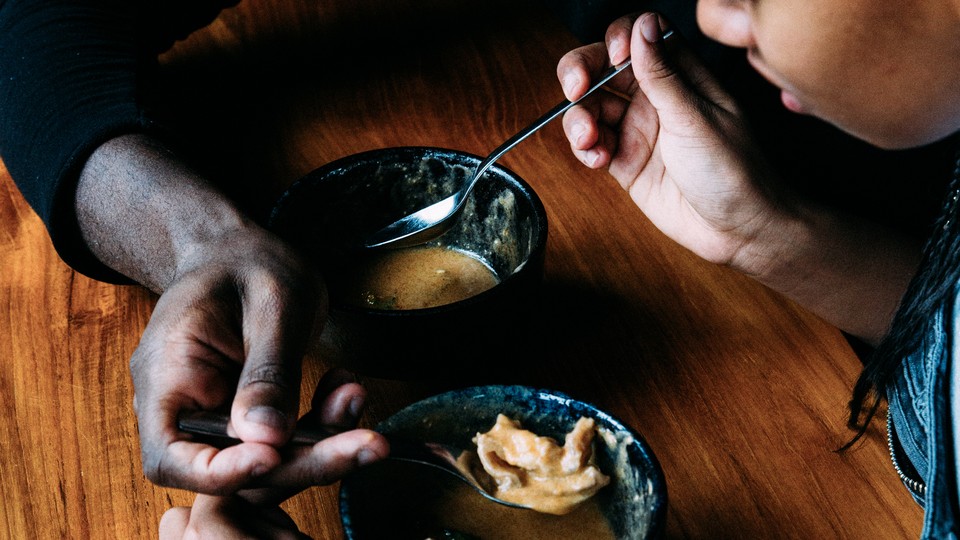 two people eating