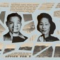 Photo collage of Japanese American incarceration camps, snippets of text, and photos of Japanese Americans during World War II