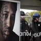 Baltimore police form a line during clashes with protesters after Freddie Gray's funeral in 2015.