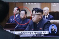 Kim Yong-jin, the vice premier on education affairs, and North Korean leader Kim Jong-un