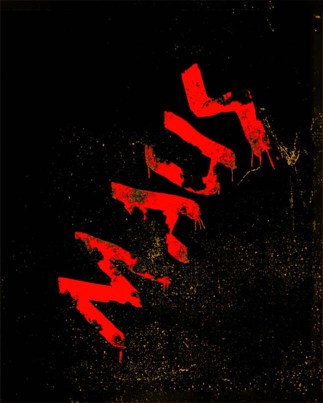 The word Maus in red is half-erased on a black background