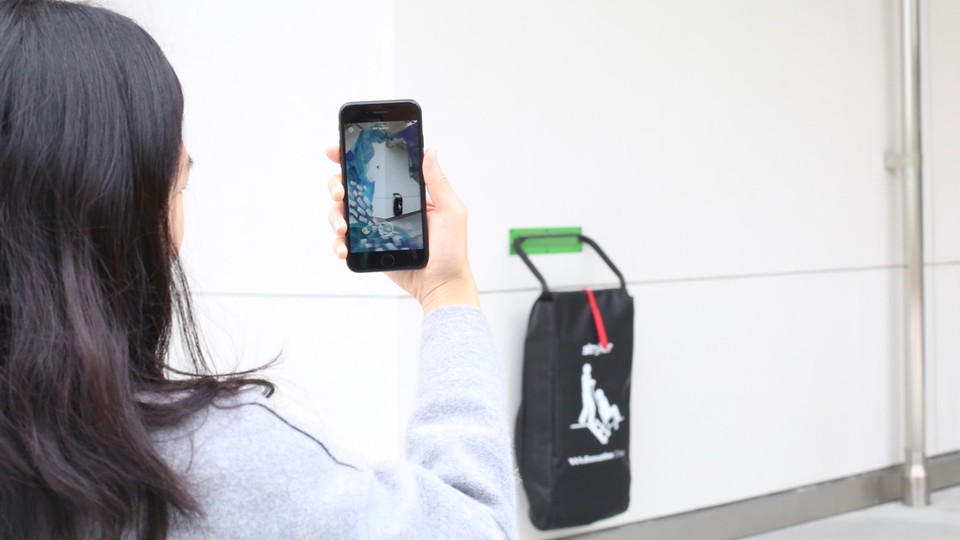 Artist Heather Day's augmented-reality art installation on Facebook's campus