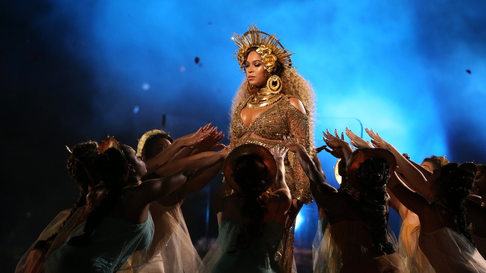 Beyonce performs at the Grammy Awards in Los Angeles in 2017.