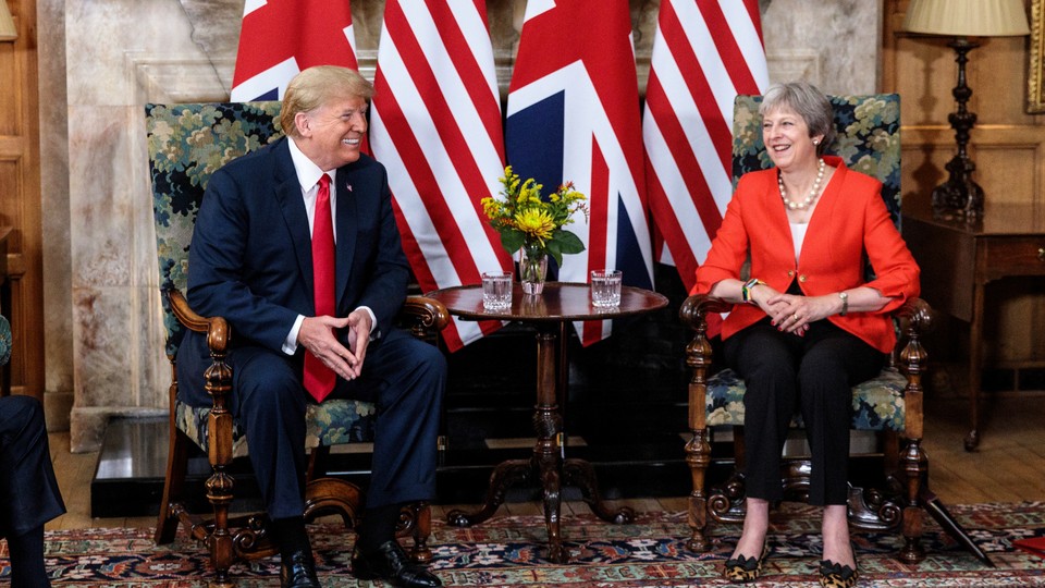 Donald Trump and Theresa May meet at Chequers, the prime minister's country residence, in July 2018.