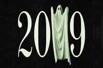 Illustration of the number 2019 in which the "1" is replaced by a ghost